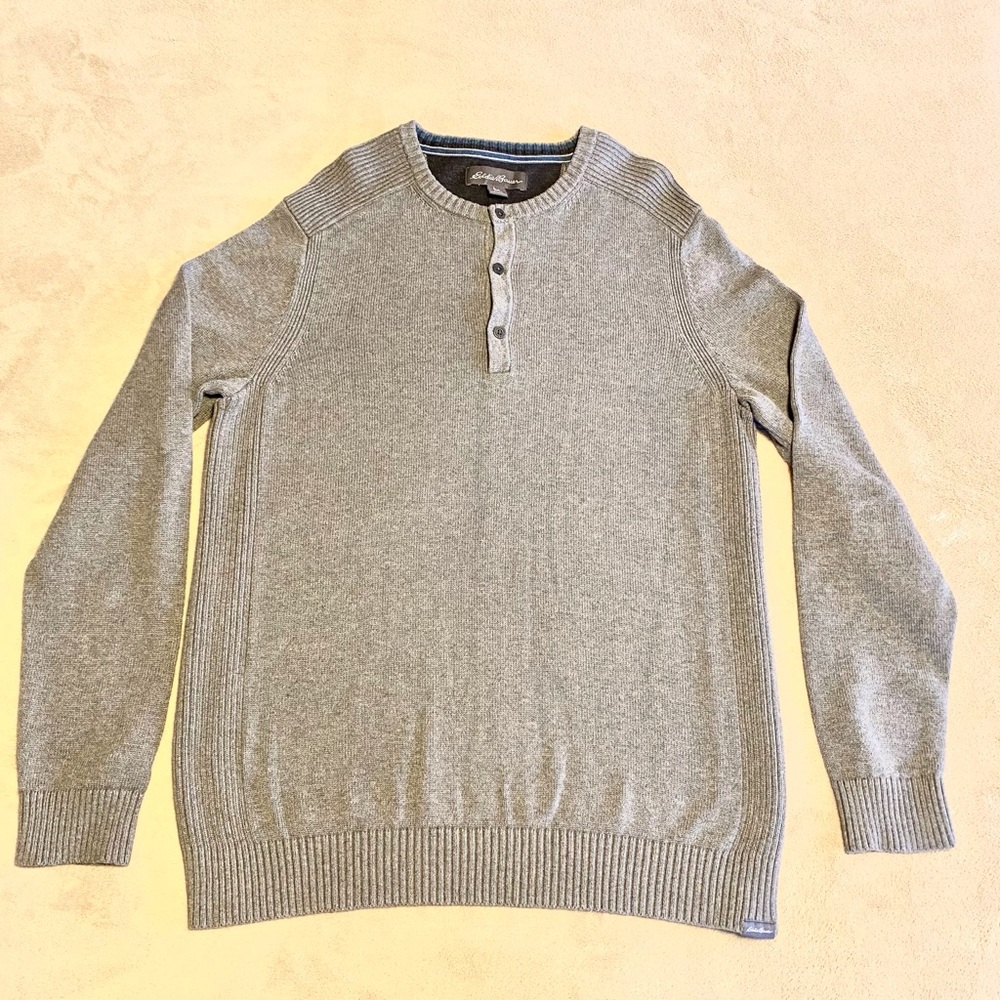 Eddie Bauer Three Button 100% Cotton Pullover Sweater Size Large Tall